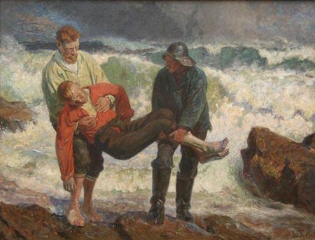 Laurits Tuxen The Drowned is braught on shore